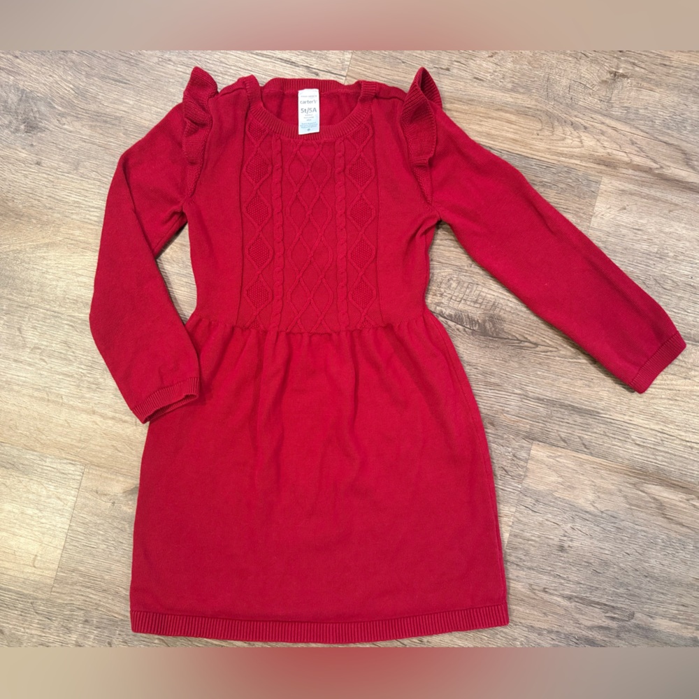 Carter's Vibrant Red Cable Knit Sweater Dress